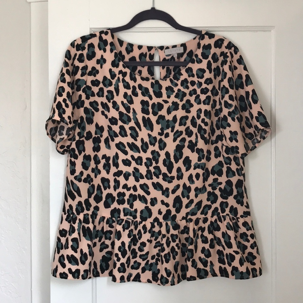 Boutique Cheetah Print Peplum Blouse